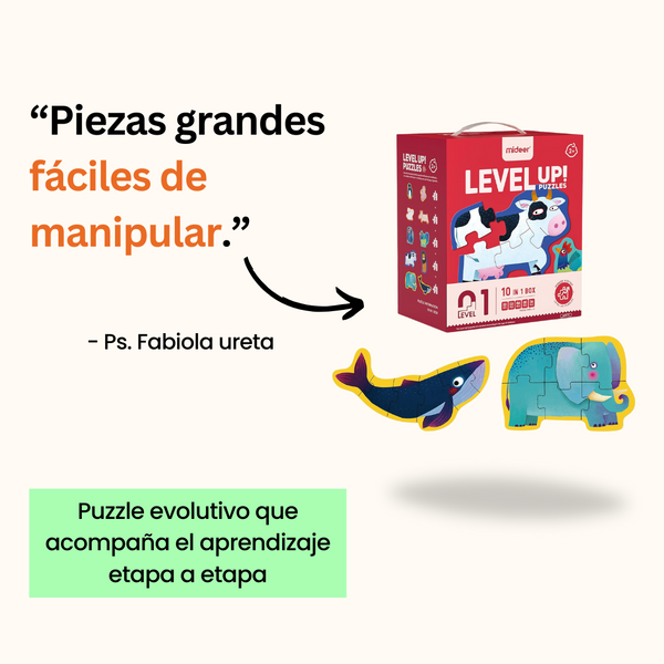 Level Up! Nivel 1: contiene 10 puzles de animales