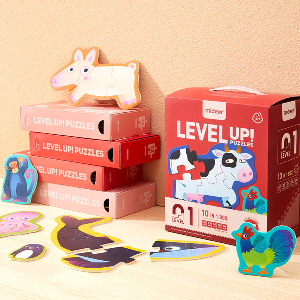 Level Up! Nivel 1: contiene 10 puzles de animales